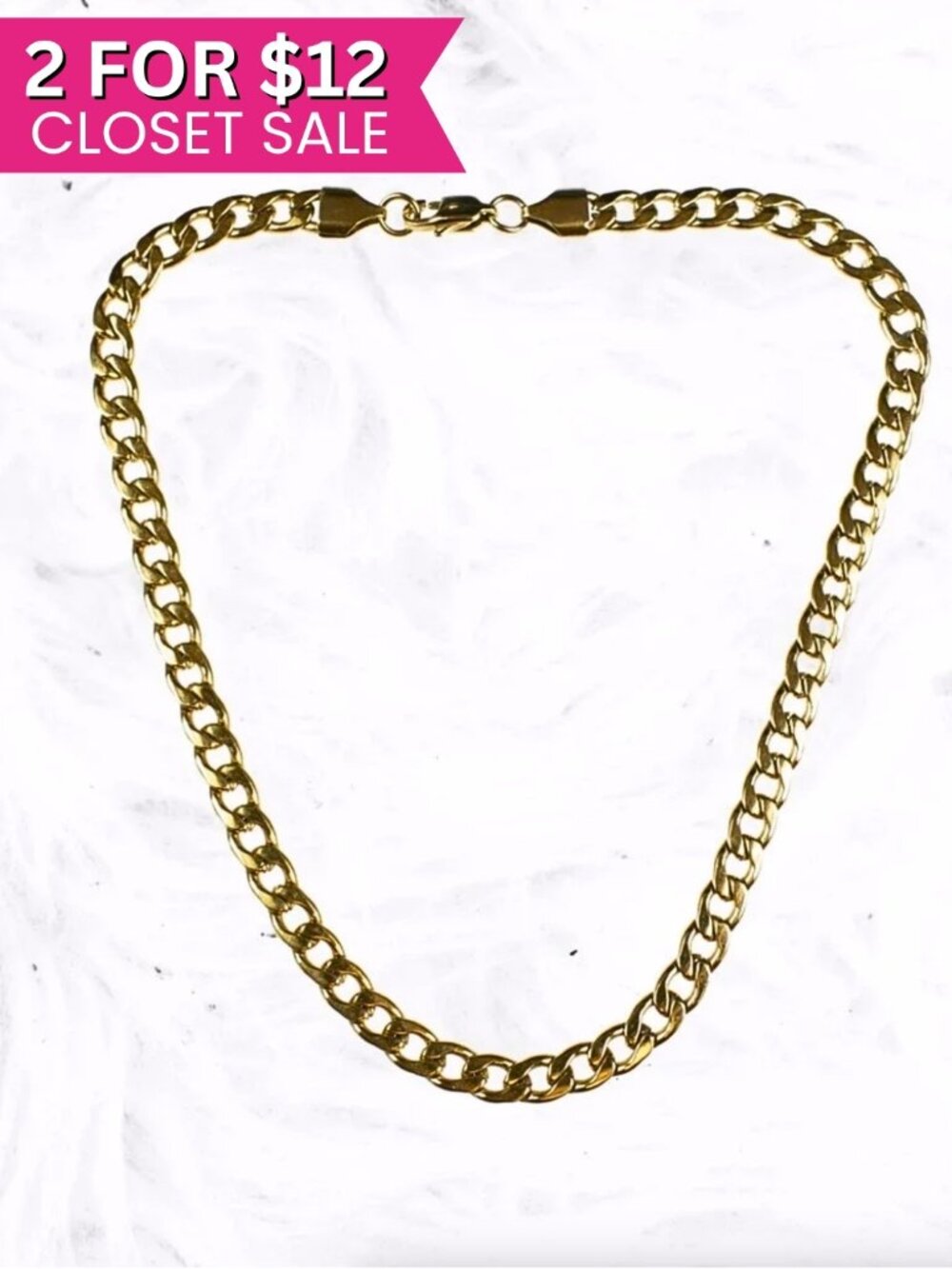 14k Gold Plated Stainless Steel Cuban Chain Choker Necklace 14" Jewelry Chunky